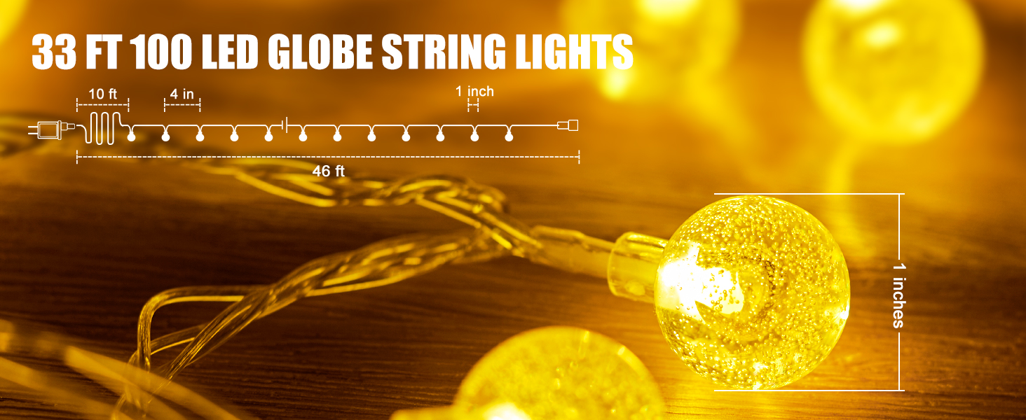33ft Crystal Globe String Lights 