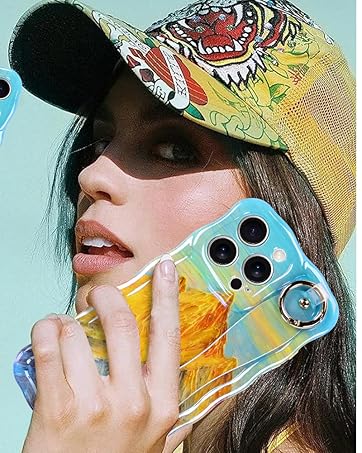 Jefonha for iPhone Series Case with Finger Hand Wrist Strap, Cute Colorful Oil Painting Phone Case