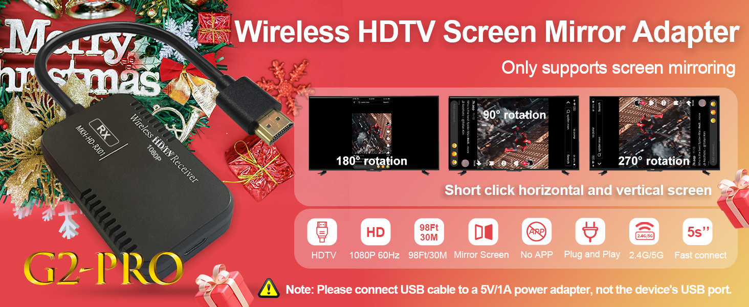 Wireless HDMI Display Dongle Adapter 1080P