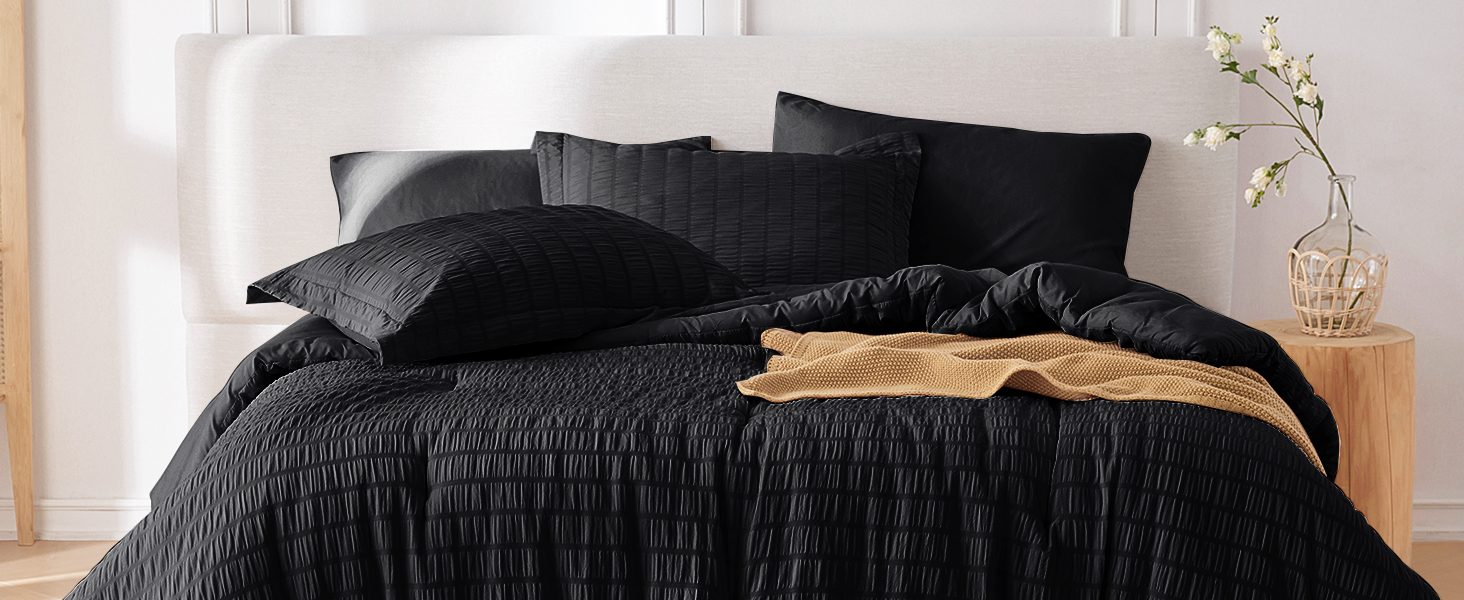 comforter set luxury soft seersucker texture breathable elegant bed in a bag lightweight cozy