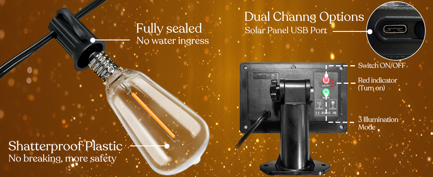Solar Outdoor String Lights