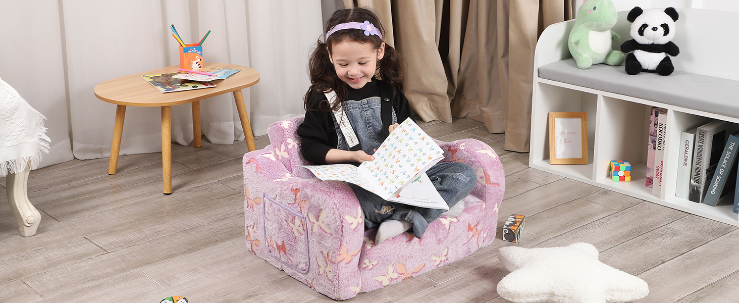 kids sofa toddler couch MOMCAYWEX bookshelf reading nook