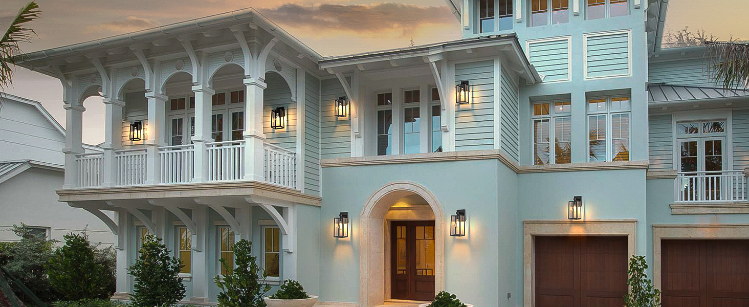 wall sconces lantern lights lighting lamps wall-mounted lightfixture water-proof rust-proof glass