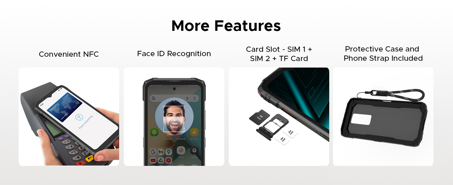 DOOGEE Blade10 Energy Android 15 Rugged Phone 4.5G,10.7mm Ultra-Thin,24GB+128GB/TF 2TB Octa Core