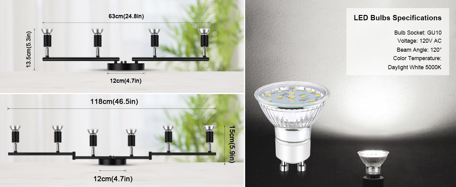 product size and bulbs specifications