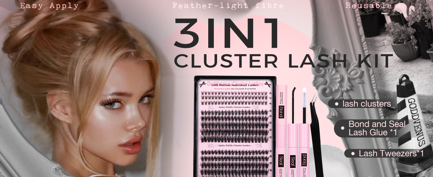 Lash Clusters Kit Wispy Lash Extension Kit Waterproof Lashes Clusters DIY Eyelash Clusters Kit 