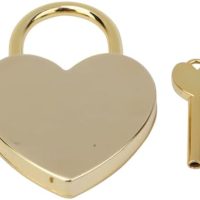 Heart Shaped Padlock, 1.8 x 2.3in Mini Metal Lock with Key for Luggage Handbag Diary Book Jewelry Box Storage Box Suitcase Handbag(Imitation Gold) - Image 2