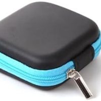 Earbud Case, Portable Square Earphone Carrying Case with Zipper, Mini Storage Bag for Wireless Earbuds Bluetooth Headset SD Memory Card Charge Cable, Cell Phone Accessories Organizer, Blue - Image 2