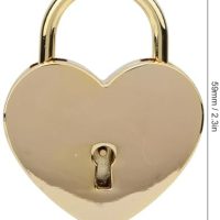 Heart Shaped Padlock, 1.8 x 2.3in Mini Metal Lock with Key for Luggage Handbag Diary Book Jewelry Box Storage Box Suitcase Handbag(Imitation Gold) - Image 4