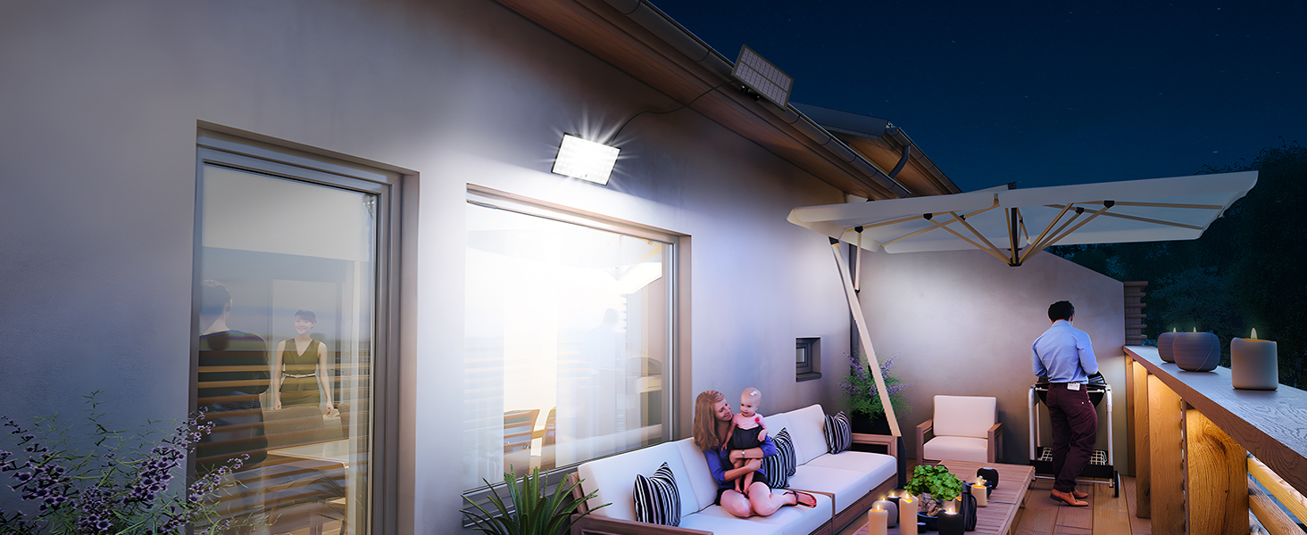 Solar Lights Outdoor, 3 Modes Split Motion Sensor Flood Lighting with Remote