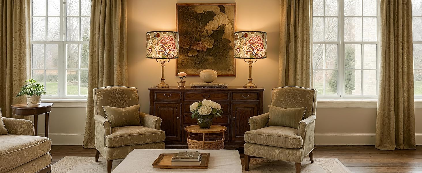 Floral Lampshades in Living Room