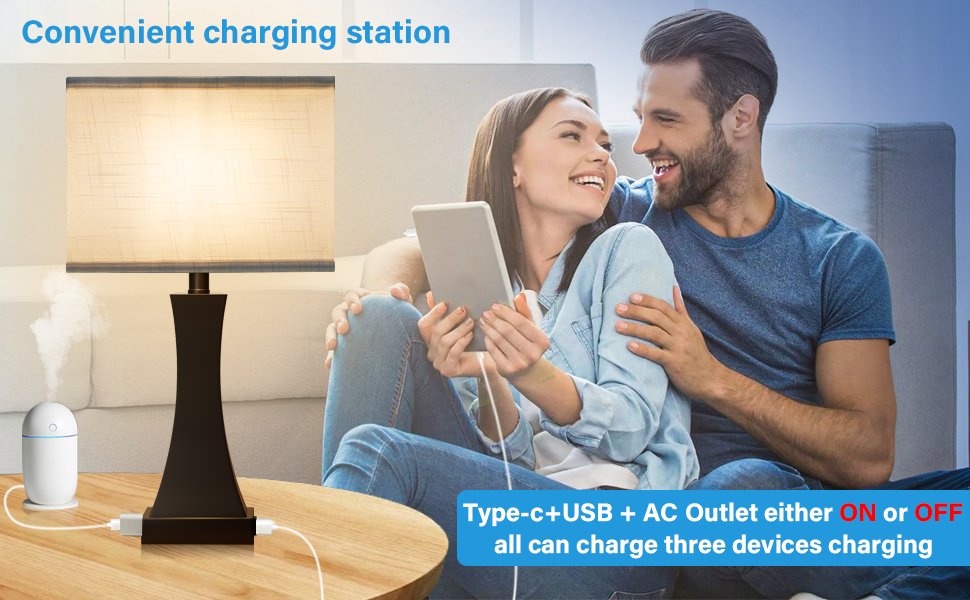 bedside lamp with usb port and outlet