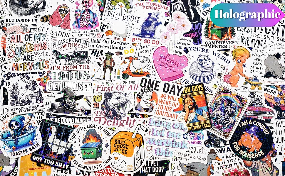 200 Pcs Holographic Funny Stickers