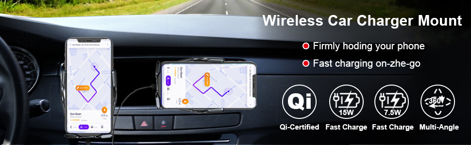 Auto-Clamping Wireless Car Charger Mount
