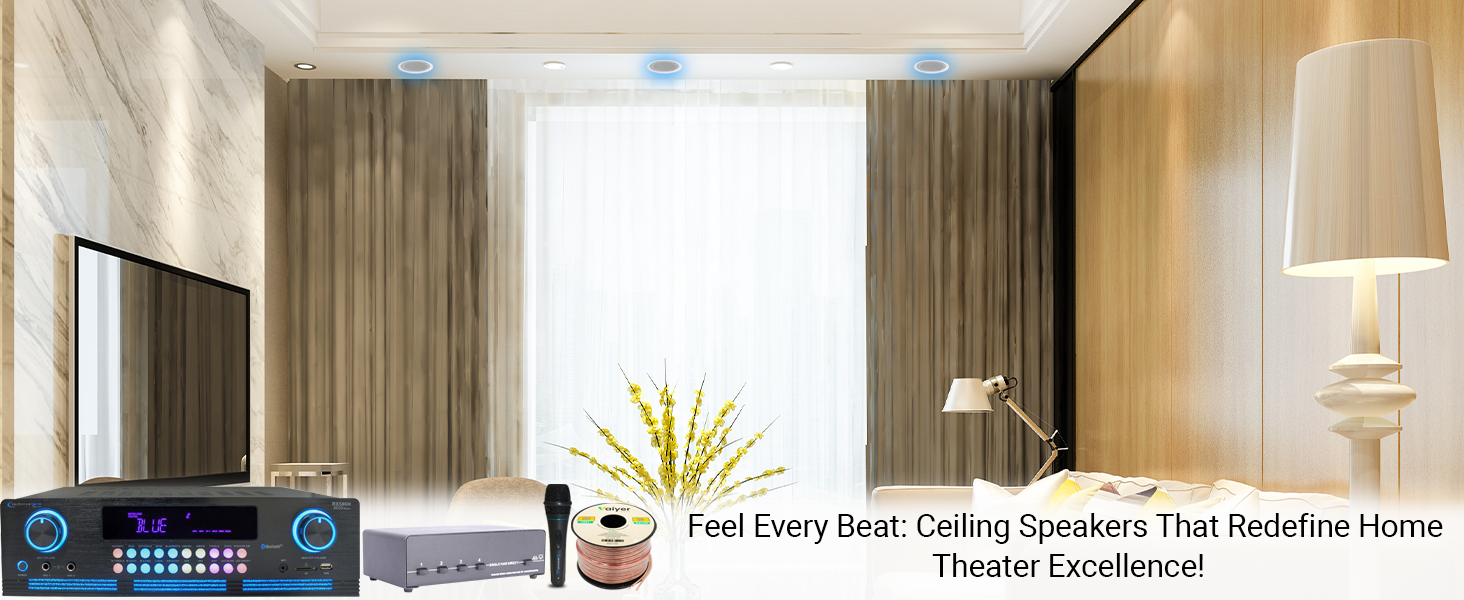 Complete Home Theater System with Amplifier, Subwoofer, and Ceiling Speakers 
