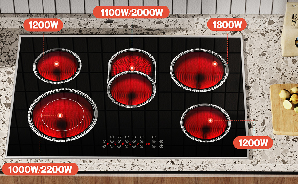 5 burner electric cooktop electric stove with 5 burners 30 Inch electric cooktop with extended zone