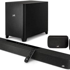 Polk Audio MagniFi Max AX SR 7.1.2 Channel Sound Bar with Wireless 10" Subwoofer & SR2 Surround Speakers for Smart TV, Dolby Atmos and DTS:X, Polk's Patented VoiceAdjust & SDA Technologies, Black