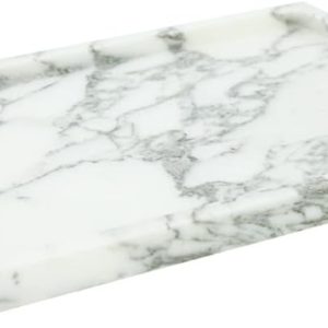 Real Luxurious Natural Marble Vanity Tray Genuine Marble Storage Tray for Home Decor Stone Tray for Bathroom/Kitchen/Vanity/Dresser Non-Resin/(arabescato)