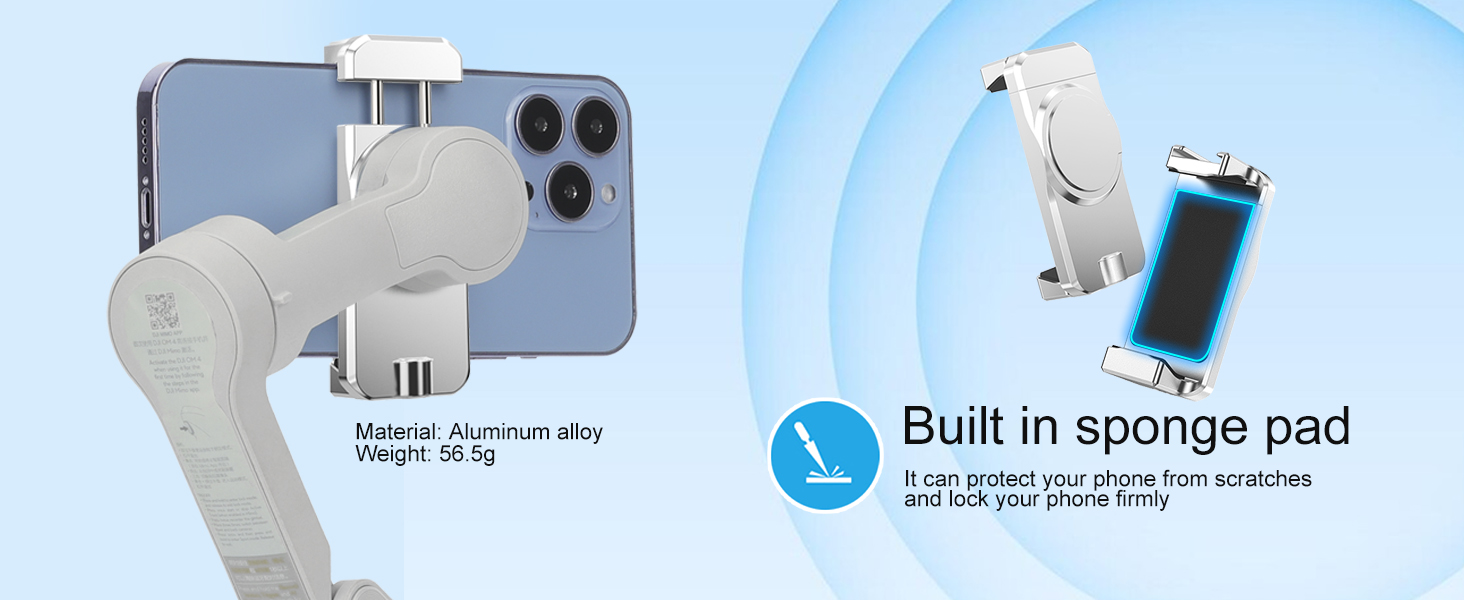 Magnetic Gimbal Smartphone Holder is built in Gasket to Prevent Phone Scratches