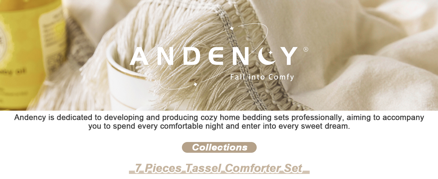 Tassel Beige comforter set 7 Pieces