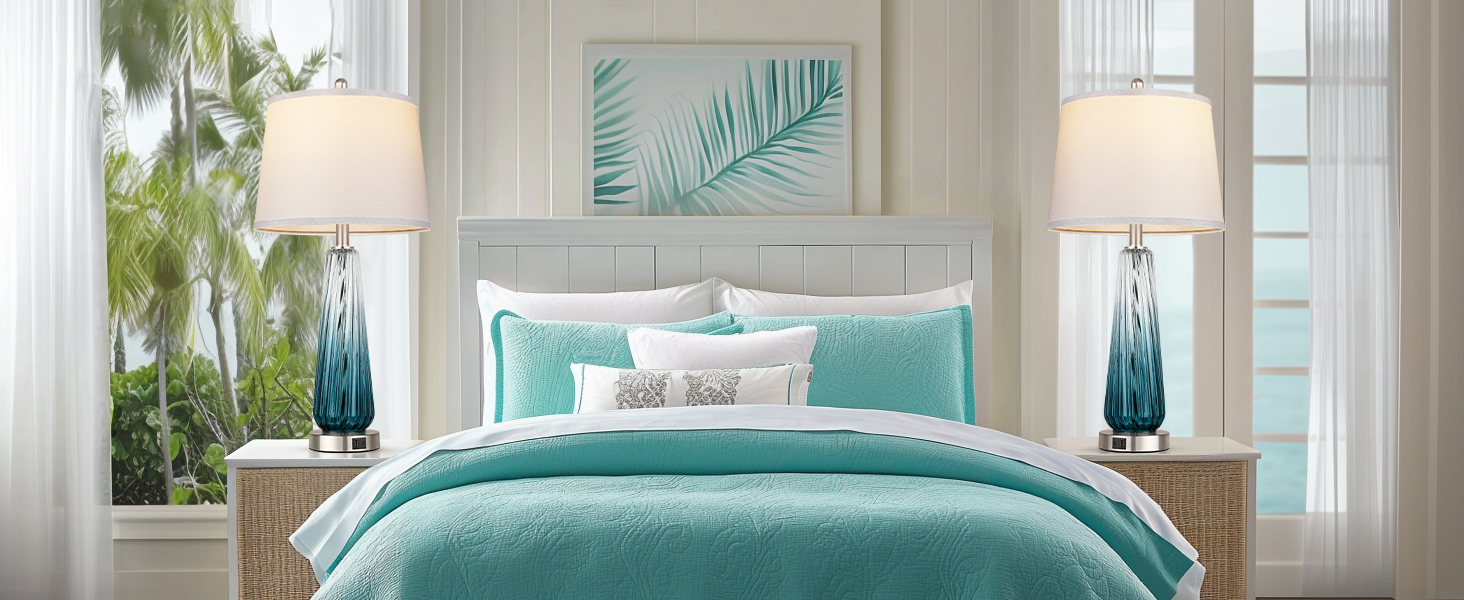 teal glass table lamp 20