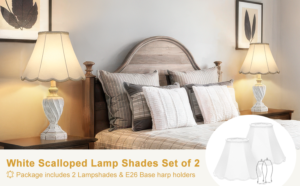 White Scalloped Lamp Shade Set Of 2