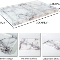 Real Luxurious Vanity Tray Natural Genuine Marble Storage Tray for Home Decor Stone Tray for Bathroom/Kitchen/Vanity/Dresser Non-Resin/Non-Ceramic(Lilac) - Image 2