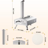 12” Portable Wood Fired Pizza Oven - Stainless Steel Pellet Pizza Stove with Rotating Stone for Outdoor Cooking, Backyard & Camping - Image 2