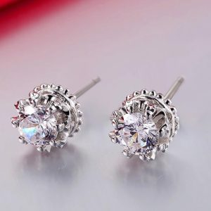 Exquisite Cubic Zirconia Stud Earrings for Women Fashion Contracted Jewelry