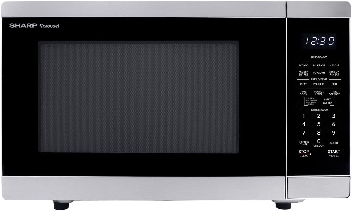 SHARP Countertop Microwave Oven with Removable 12.4″ Carousel Turntable, 1100 Watt, 1.4 Cubic Feet, Stainless Steel