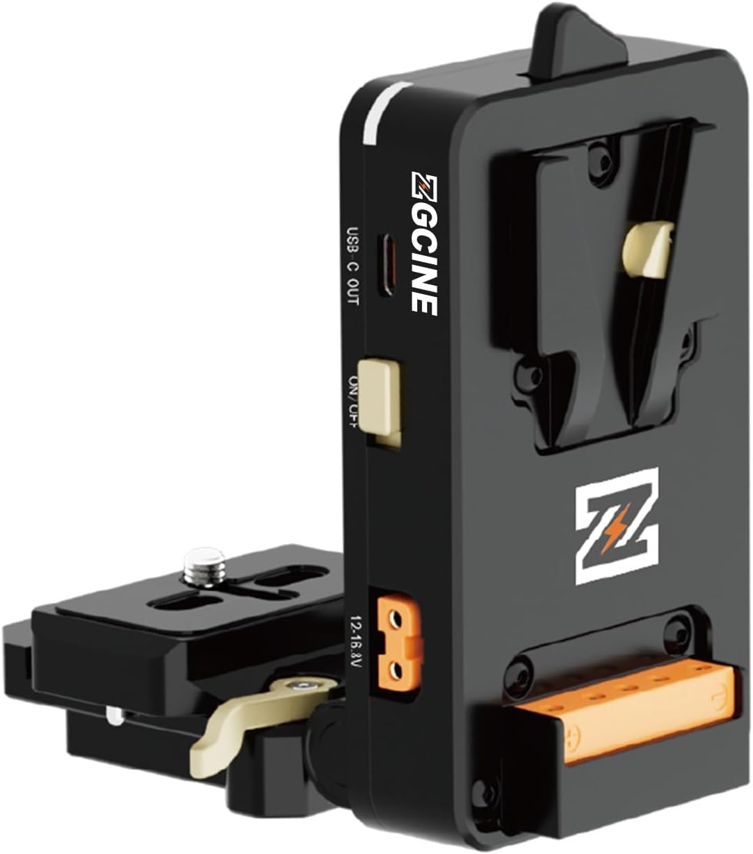 ZGCINE VM-VP4 V-Mount Battery Plate with Arca-Swiss Dual Quick Release Plate for Sony FX3, Canon EOS R5/R6/R7/R10, Panasonic LUMIX GH6/S5 II, a7S III/a7 IV and DSLR & Mirrorless Cameras