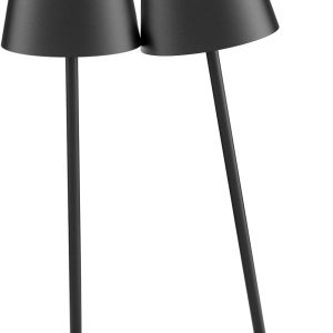 2-Pack LED Cordless Table Lamp, Rechargeable Battery Desk lamp 3W 5500mAh Battery Operated Stepless Dimming Modern Portable Table Light for Restaurant/Dinner/Bedroom/Outdoor IP54 Waterproof (Black)