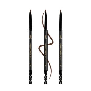 3 Pcs Waterproof Eyebrow Pencil Dark Brown, Premium Eye Brow Pencil Brn with Spoolie Brush, Longwearing for Perfect Brows, Professional, Precision, Defines, Universal Benefit Eyebrow Pencil, O'CHEAL