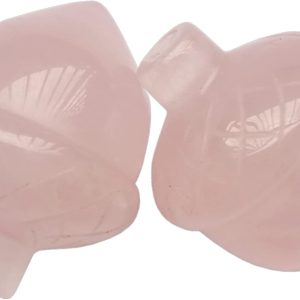 2 Pcs Natural Rose Quartz Pocket Hazelnut Figurine Decor Gemstone,1 Inchs Reiki Balancing Crystal and Healing Palm Stones