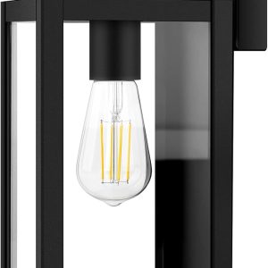 BesLowe Outdoor Wall Mount Light Fixture, Exterior Wall Lantern Waterproof, Black Outside Porch Sconce Lighting with Matte Black Finish & Glass Shade for House Garage Doorway Patio, E26 Socket