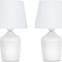 Small 11.8 Table Lamps Set of 2, Bedside Nightstand Lamps for Bedroom Kid’s Room, Cute Desk Lamps with Studded Texture Base for Reading Nursery Living Room Office, White - Image 8