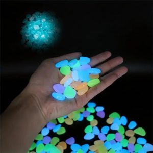 100PCS Artificial Glow Pebbles for Vase and Aquarium Decoration - Long - Lasting Glow; Attractive Design, Blue, 50g