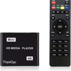 HDMI Media Player, 4K Ultra HD Digital Media Player, Supports USB Drive, SD Card, 4K@30Hz Output,H.265/H.264/AVC Decoding MP4/MKV/MP3/TS/Rmvb/Mov/JPG for Advertising Playback Multimedia TV Playback.