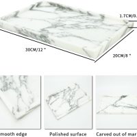Real Luxurious Natural Marble Vanity Tray Genuine Marble Storage Tray for Home Decor Stone Tray for Bathroom/Kitchen/Vanity/Dresser Non-Resin/(arabescato) - Image 2