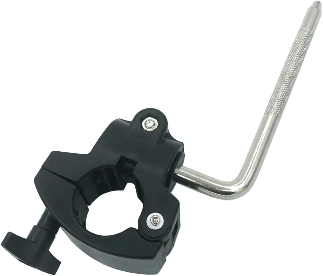 Drum Rack Mounting Clamp with Electronic V-Drum Pad Mount Rod, 10mm Percussion Tom Drum Mount Arm with 36mm Drum Pipe Clamp, Drum Rack Tube Clip Holder Bracket for Electronic Drum Kit