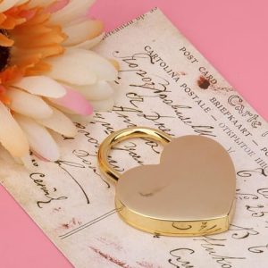 Heart Shaped Padlock, 1.8 x 2.3in Mini Metal Lock with Key for Luggage Handbag Diary Book Jewelry Box Storage Box Suitcase Handbag(Imitation Gold)