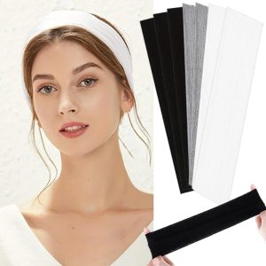Non-Slip Headbands for Women - 7-Piece Set of Soft, Stretchy Cotton Sports Headbands Perfect for Workouts, Yoga, and Running.