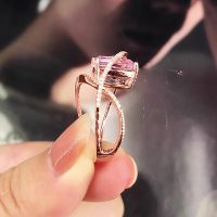 Novel Pink Cubic Zirconia Cross Design Women Rings Engagement Accessories Jewelry - Image 3