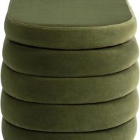 Jennifer Taylor Home Fuji 49" Upholstered Oval Storage Bench, Olive Green - Image 4