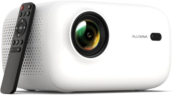 Mini Projector with WiFi and Bluetooth, 4K 1080P Portable Projector, 18000 Lumens Outdoor Movie Projector Support Electric Focus & Auto Vertical Keystone, Smart Video Projectors for Phone/PC/TV Stick
