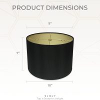 Royal Designs, Inc. HB-610-10BLK/GL Shallow Drum Hardback Lamp Shade, 9 x 10 x 7, Black with Gold - Image 3