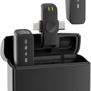 Wireless Lavalier Microphone for iPhone - Android/Computer/Laptop, Professional Dual Lapel Mic with Charging Case, 18-Hour Battery, Noise Cancellation, USB-C for Video Recording, Vlog, YouTube
