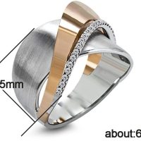 Metal Two-Tone Silver Color and Rose Gold Rings for Women Tiny Zirconia Jewelry for Daily Party - Image 3