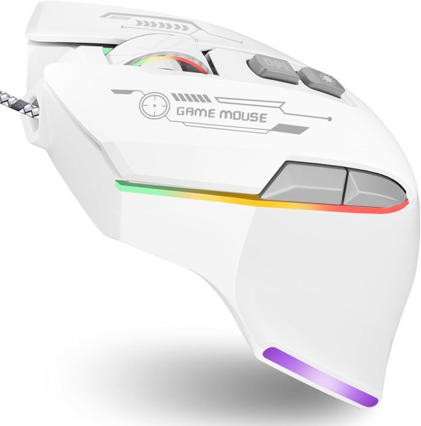 Gaming Mouse, Wired Gaming Mouse with RGB Backlit, 7200DPI Adjustable, PC Gaming Mice with 7 rogrammable Macro Buttonsg, Ergonomic Mouse Gamer for PC, Desktop, Mac，Laptop, Chromebook.