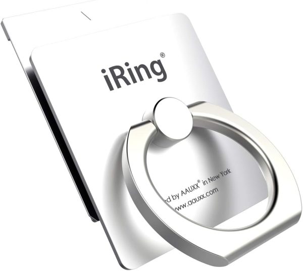 iRing Link, Made in Korea, Wireless Charging Friendly Phone Holder - Cell Phone Ring Grip Finger Holder and Stand Compatible with iPhone, Galaxy, and Other Smartphones(Silver)